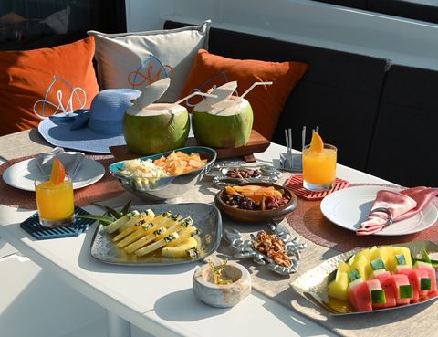 Breakfast served on deck